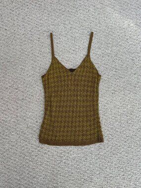 Nellik Houndstooth Gold Tan Pattern Knit Tank Top XS